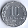 10 сентаво. 1977 год, Чили.