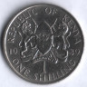 Монета 1 шиллинг. 1989 год, Кения.