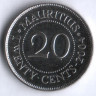 Монета 20 центов. 2004 год, Маврикий.