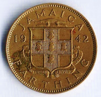 Монета 1 фартинг. 1942 год, Ямайка.