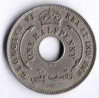 Монета 1/2 пенни. 1937(KN) год, Британская Западная Африка.