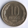 10 песо. 1993 год, Чили.