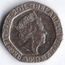 Монета 20 пенсов. 2015 год, Великобритания.