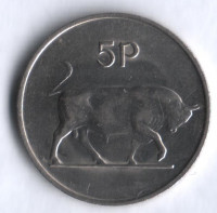Монета 5 пенсов. 1976 год, Ирландия.