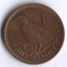 Монета 1 пенни. 1988(AD) год, Гибралтар.