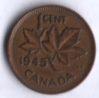 Монета 1 цент. 1945 год, Канада.