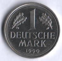 Монета 1 марка. 1990 год (F), ФРГ.