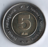Монета 5 конвертируемых марок. 2005 год, Босния и Герцеговина.