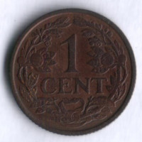 Монета 1 цент. 1928 год, Нидерланды.