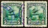 Набор почтовых марок (2 шт.). "110 лет со дня смерти Симона Боливара". 1940-1948 годы, Венесуэла.