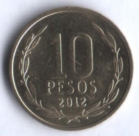 10 песо. 2012 год, Чили.