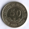 Монета 50 сентимо. 1987 год, Перу.