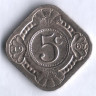 Монета 5 центов. 1967 год, Нидерландские Антильские острова.