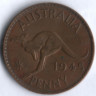 Монета 1 пенни. 1945(p) год, Австралия.
