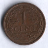 Монета 1 цент. 1938 год, Нидерланды.