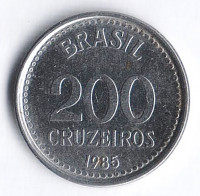 Монета 200 крузейро. 1985 год, Бразилия.