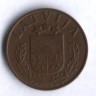 Монета 1 сантим. 1937 год, Латвия.
