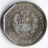 Монета 50 сентимо. 2008 год, Перу.