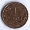 Монета 1 цент. 1939 год, Нидерланды.