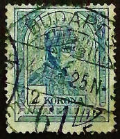 Почтовая марка (2 k.). "Король Франц Иосиф". 1904 год, Венгрия.