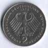 Монета 2 марки. 1975 год (J), ФРГ. Конрад Аденауэр.