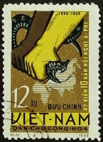 Почтовая марка. "10 лет Афро-Азиатской конференции". 1965 год, Вьетнам.