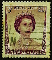 Почтовая марка (3 p.). "Королева Елизавета II - Королевский визит". 1953 год, Новая Зеландия.