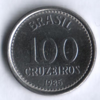 Монета 100 крузейро. 1985 год, Бразилия.