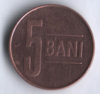 Монета 5 бани. 2005 год, Румыния.