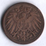 Монета 1 пфенниг. 1906 год (J), Германская империя.