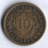 Монета 10 рейхспфеннигов. 1935 год (D), Веймарская республика.