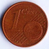 Монета 1 цент. 2002(A) год, Германия.