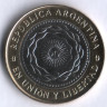 Монета 2 песо. 2011 год, Аргентина. 200 лет Революции.