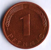 Монета 1 пфенниг. 1972(J) год, ФРГ.