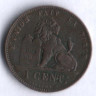 Монета 1 сантим. 1899 год, Бельгия (Des Belges).
