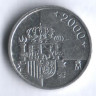 Монета 1 песета. 2000 год, Испания.