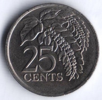 Монета 25 центов. 1993 год, Тринидад и Тобаго.