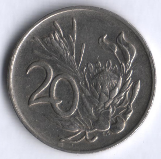 20 центов. 1988 год, ЮАР.
