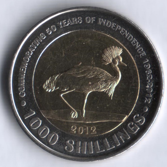 Монета 1000 шиллингов. 2012 год, Уганда. 50 лет независимости.