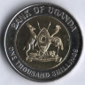 Монета 1000 шиллингов. 2012 год, Уганда. 50 лет независимости.