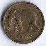 Монета 2 франка. 1947 год, Бельгийское Конго.