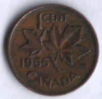 Монета 1 цент. 1955 год, Канада.
