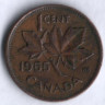 Монета 1 цент. 1955 год, Канада.