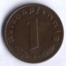 Монета 1 рейхспфенниг. 1937 год (A), Третий Рейх.