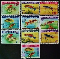 Набор почтовых марок (10 шт.). "Рыбы". 1964 год, Гвинея.