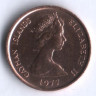 Монета 1 цент. 1977 год, Каймановы острова.