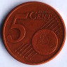 Монета 5 центов. 2002(D) год, Германия.