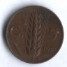 Монета 5 чентезимо. 1921 год, Италия.