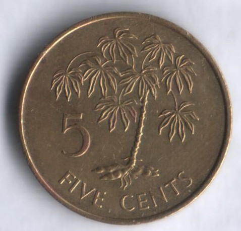 Монета 5 центов. 1982 год, Сейшельские острова.
