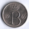Монета 25 сантимов. 1969 год, Бельгия (Belgique).